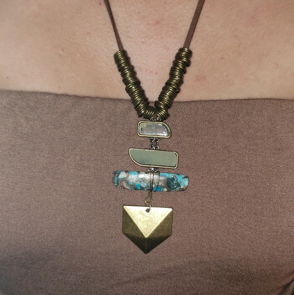 Handcrafted Bronze Stone Necklace - Picture 2 of 3